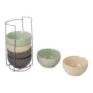 BIEN SERVI 6-Piece Geometric Bowl Set with Stand